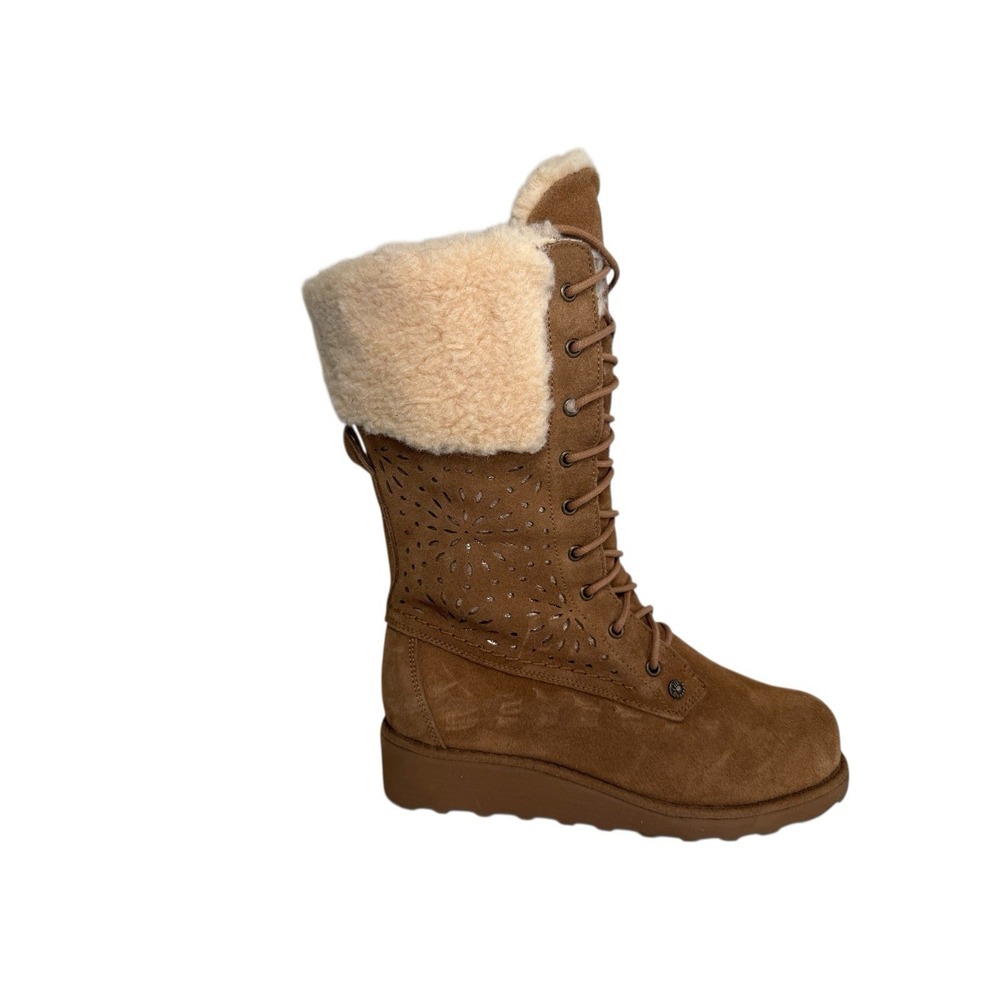 BEARPAW KYLIE Brown Suede Perforated Boots Women's Size 7 No‎ Box
